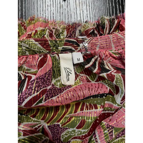 Gorgeous,  Elan Semi Sheer Botanical Print Blouse with Gold Threading - Picture 5 of 8